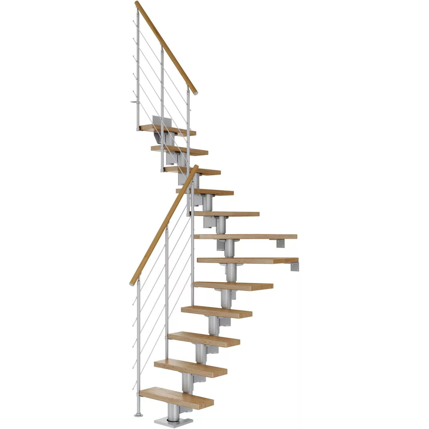 Dolle Mittelholmtreppe Dublin Eiche Perlgrau GH bis 292 cm 1/4 Gewendelt 65 günstig online kaufen