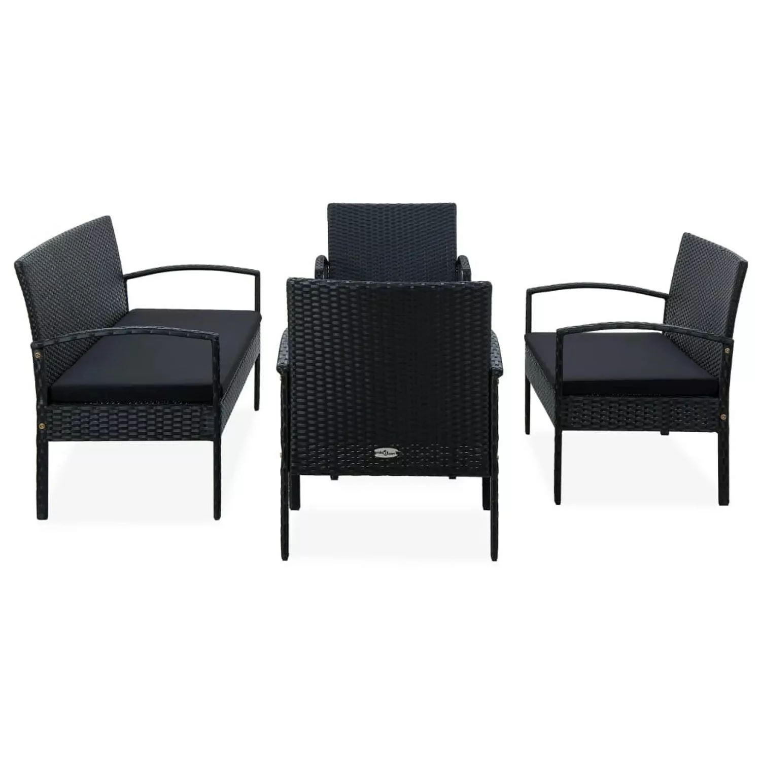 5-tlg. Garten-lounge-set Mit Auflagen Poly Rattan Schwarz günstig online kaufen