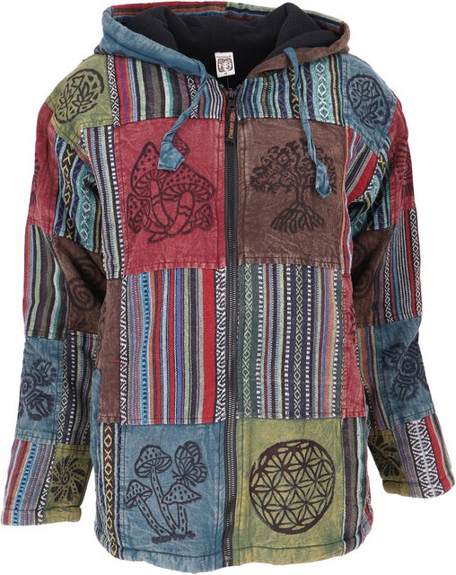 Guru-Shop Strickjacke Goa Jacke, Patchwork Sweatshirt Jacke - blau/bunt Hip günstig online kaufen