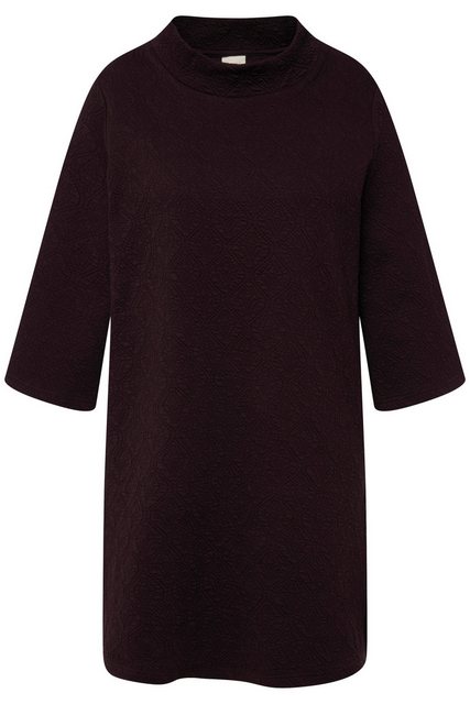 Ulla Popken Sommerkleid Minikleid Struktur Stehkragen 3/4-Arm Biobaumwolle günstig online kaufen