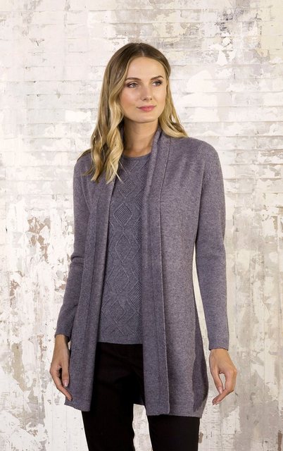 Passioni 2-in-1-Strickjacke Twinset mit Long Cardigan und Shirt im 3D-Raute günstig online kaufen