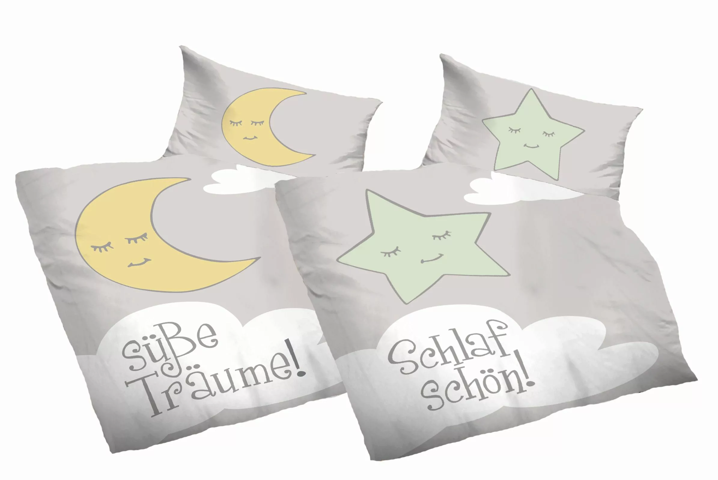 2er Pack Kinderbettwäsche Babybettwäsche Baumwolle 100x135 Mond und Sterne günstig online kaufen