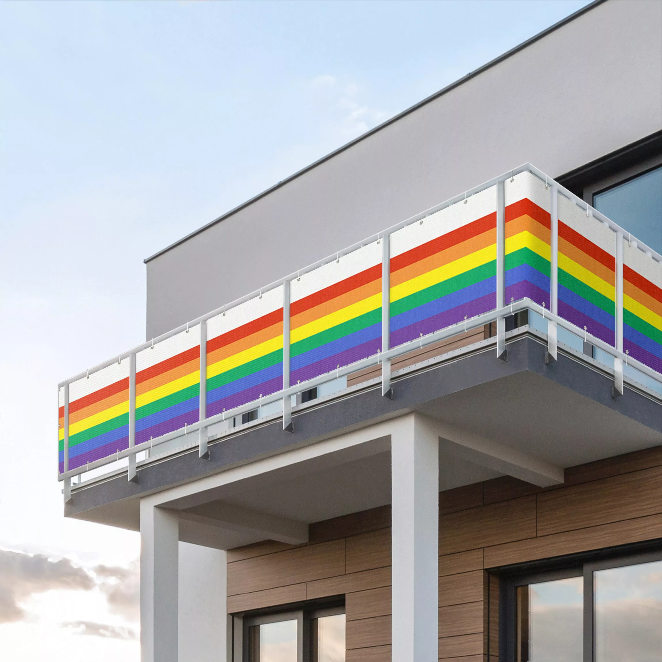 Balkon Sichtschutz Regenbogen Streifen günstig online kaufen