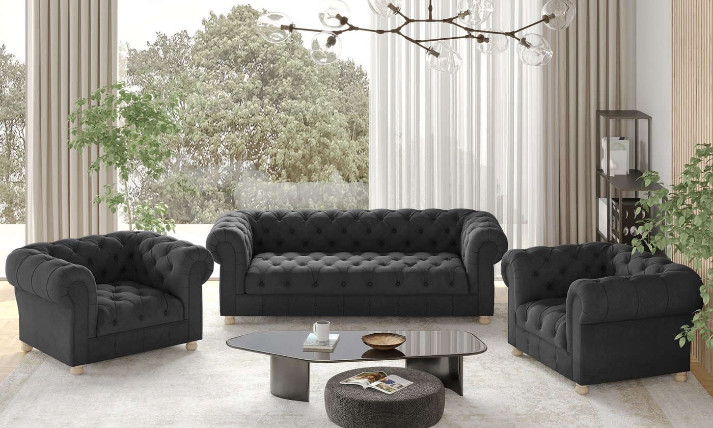Kaiser Möbel Chesterfield-Sofa 3+1+1 Sofagarnitur, elegant, klassisch, in e günstig online kaufen