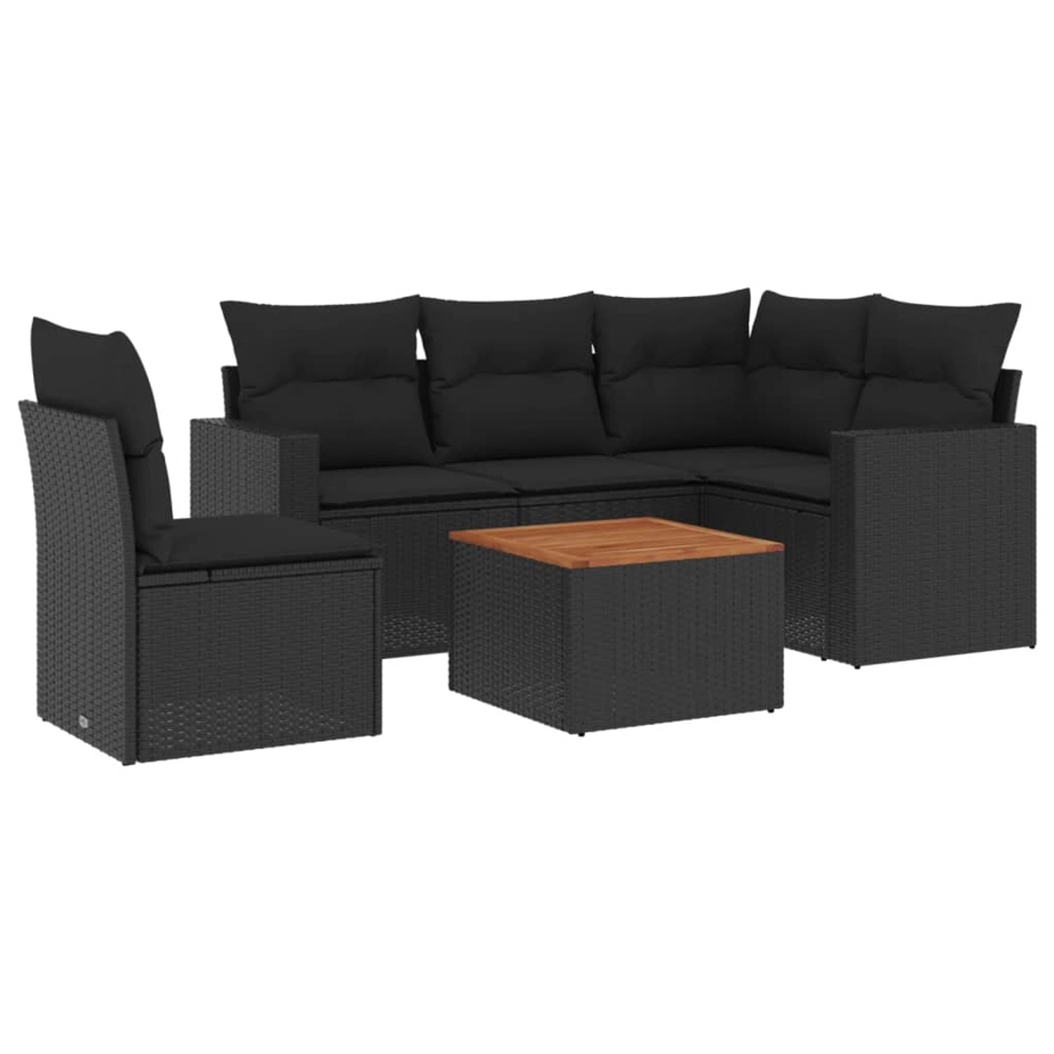vidaXL 6-Tlg Garten-Sofagarnitur mit Kissen Schwarz Poly Rattan 3256454 günstig online kaufen