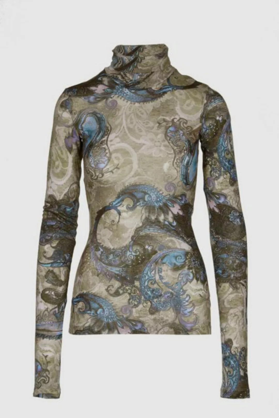 Boscana Longpullover Shirt in Grau mit Paisley Druck günstig online kaufen