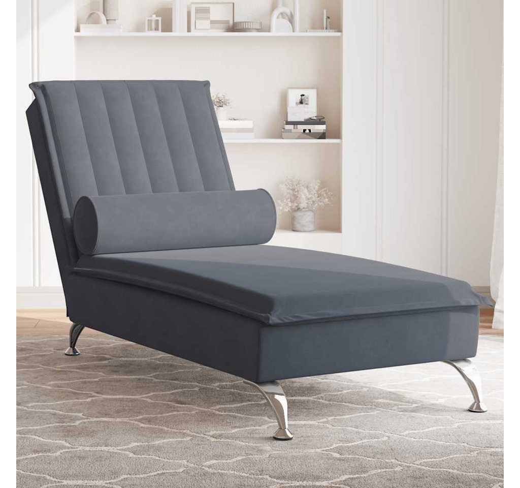 vidaXL Chaiselongue, Massage-Chaiselongue mit Nackenrolle Dunkelgrau Samt günstig online kaufen