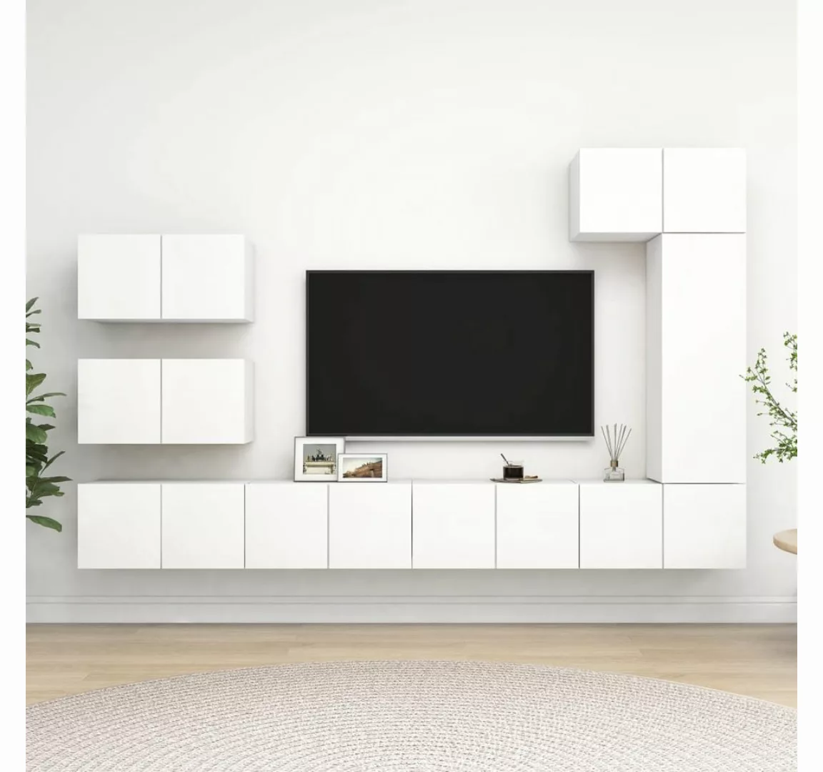 furnicato TV-Schrank 8-tlg. TV-Schrank-Set Weiß Holzwerkstoff günstig online kaufen