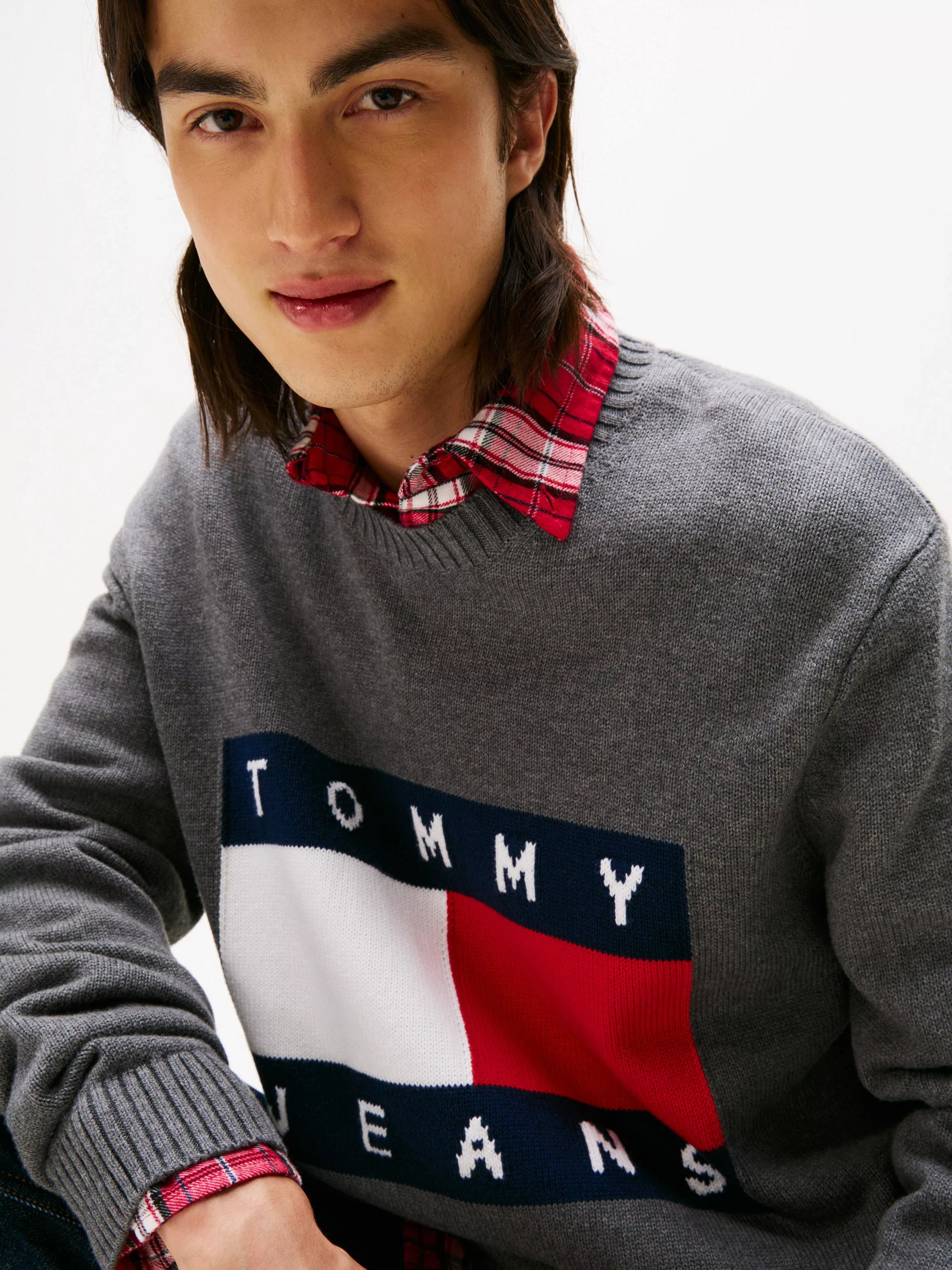 Tommy Jeans Strickpullover TJM MELANGE FLAG günstig online kaufen