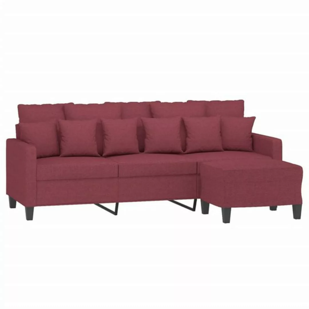 vidaXL Sofa 3-Sitzer-Sofa mit Hocker Weinrot 180 cm Stoff günstig online kaufen