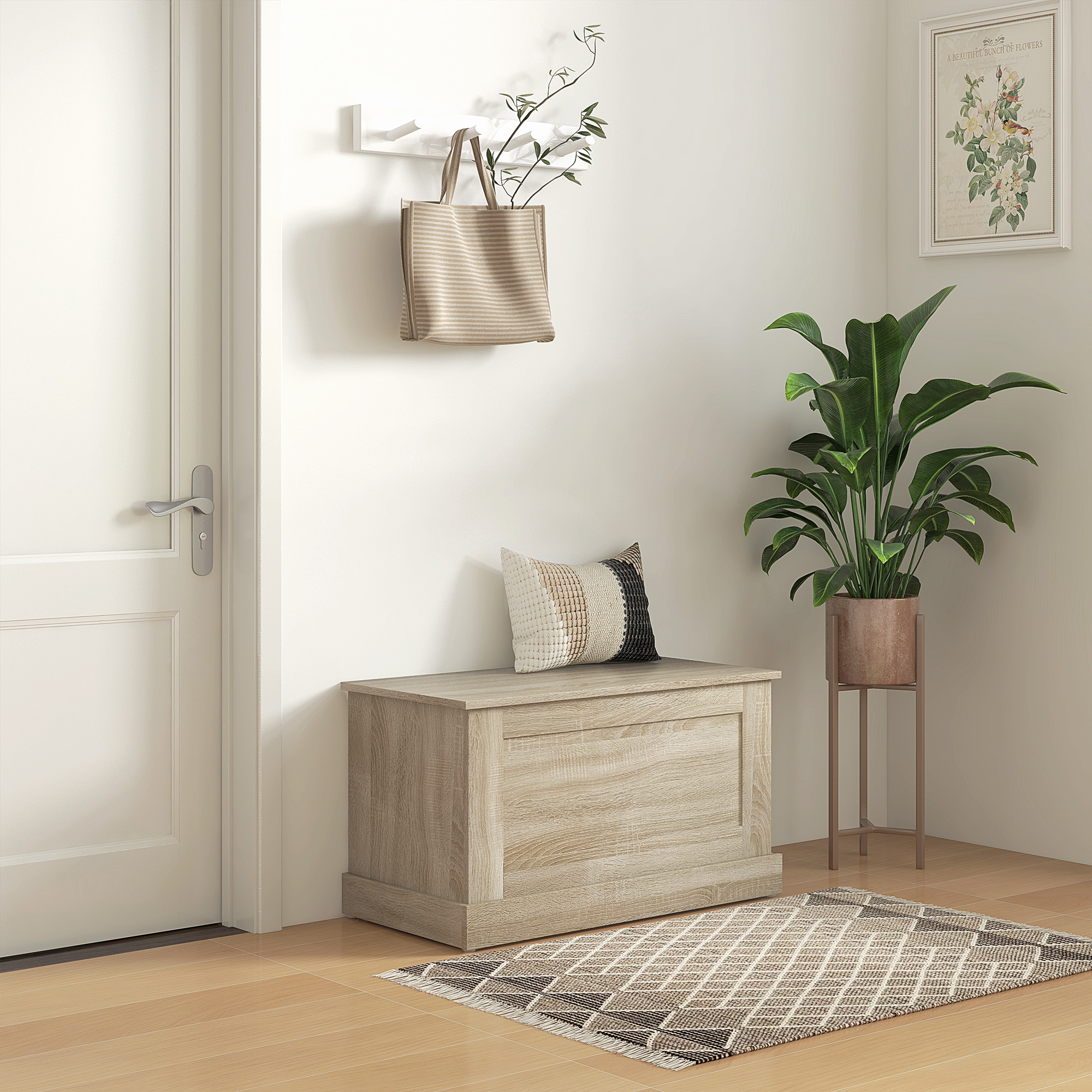 HOMCOM Aufbewahrungsbox, Spielzeugkiste aus Holz, mit Sicherheitsscharnier, günstig online kaufen