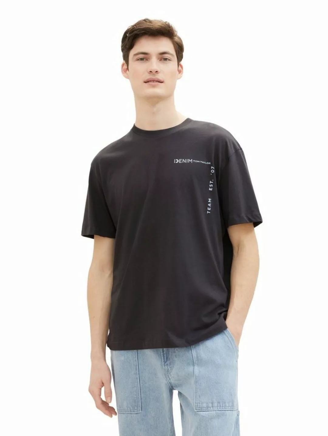 TOM TAILOR Denim T-Shirt mit großen Print auf dem Rücken günstig online kaufen