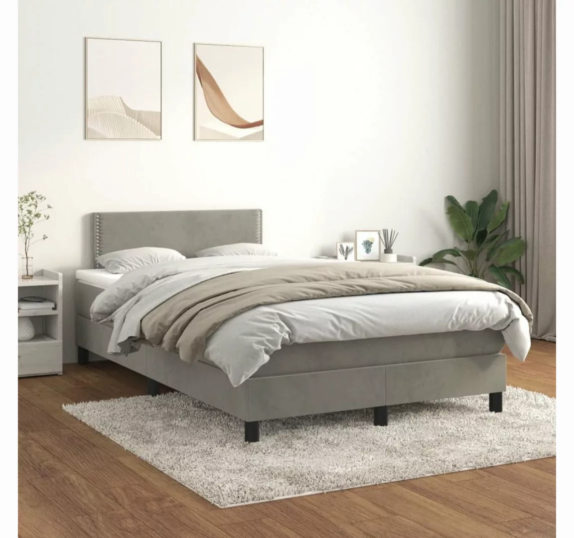 vidaXL Boxspringbett Bett Boxspringbett mit Matratze Samt (120 x 200 cm, He günstig online kaufen