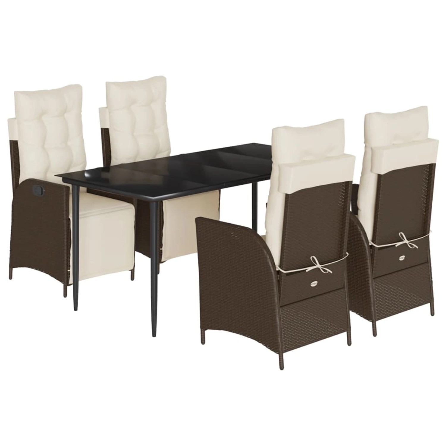 vidaXL 5-Tlg Garten-Essgruppe mit Kissen Braun Poly Rattan 3213409 günstig online kaufen