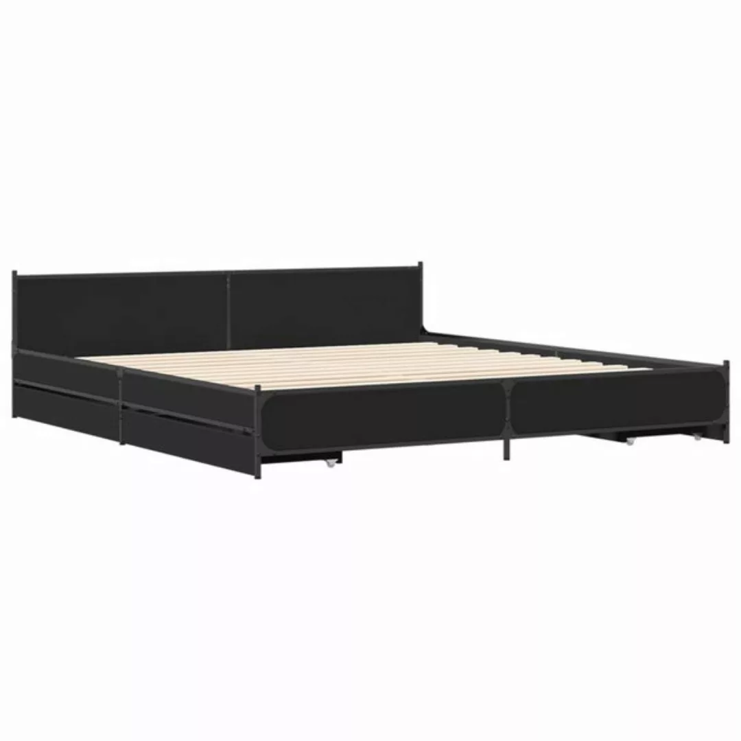 vidaXL Bett Bettgestell mit Schubladen Schwarz 180x200 cm Holzwerkstoff günstig online kaufen