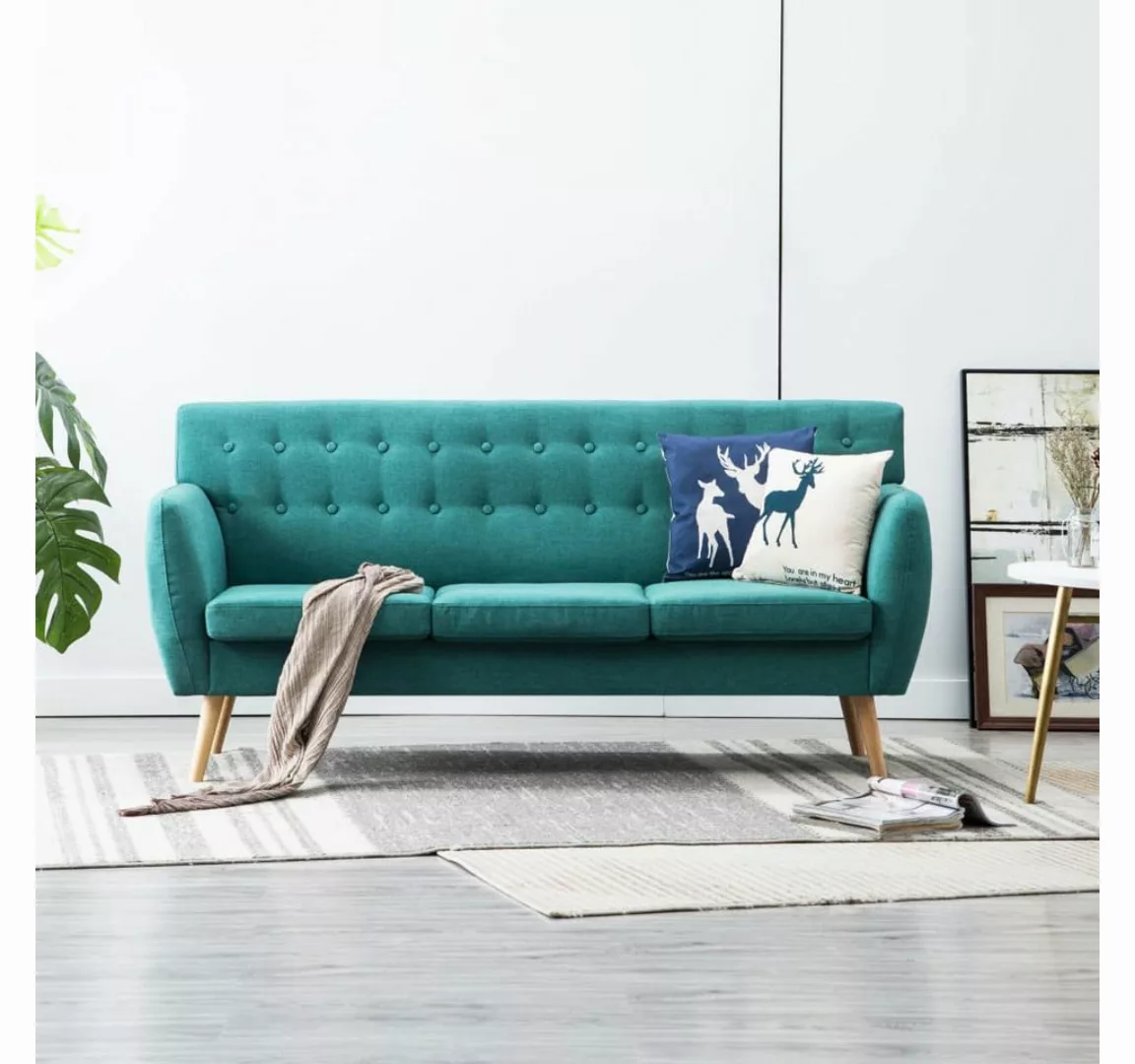 vidaXL Sofa 3-Sitzer-Sofa Stoffbezug 172x70x82 cm Grün Couch günstig online kaufen