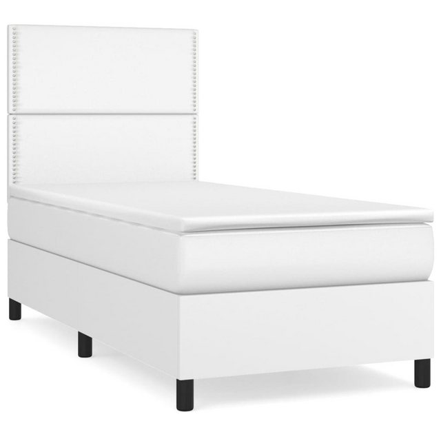 vidaXL Boxspringbett, Boxspringbett mit Matratze Weiß 100x200 cm Kunstleder günstig online kaufen