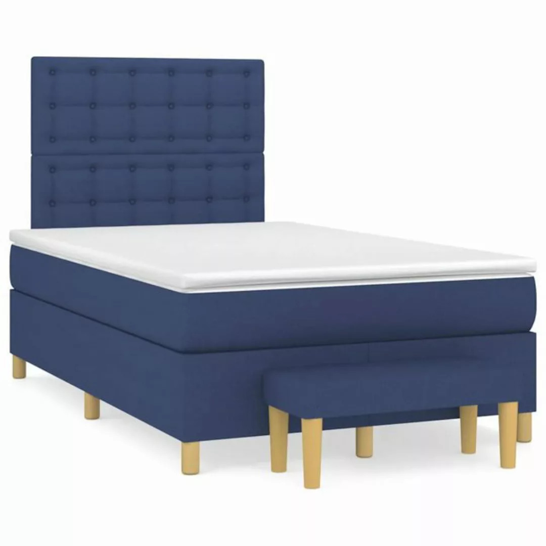 vidaXL Bett Boxspringbett mit Matratze Blau 120x190 cm Stoff günstig online kaufen