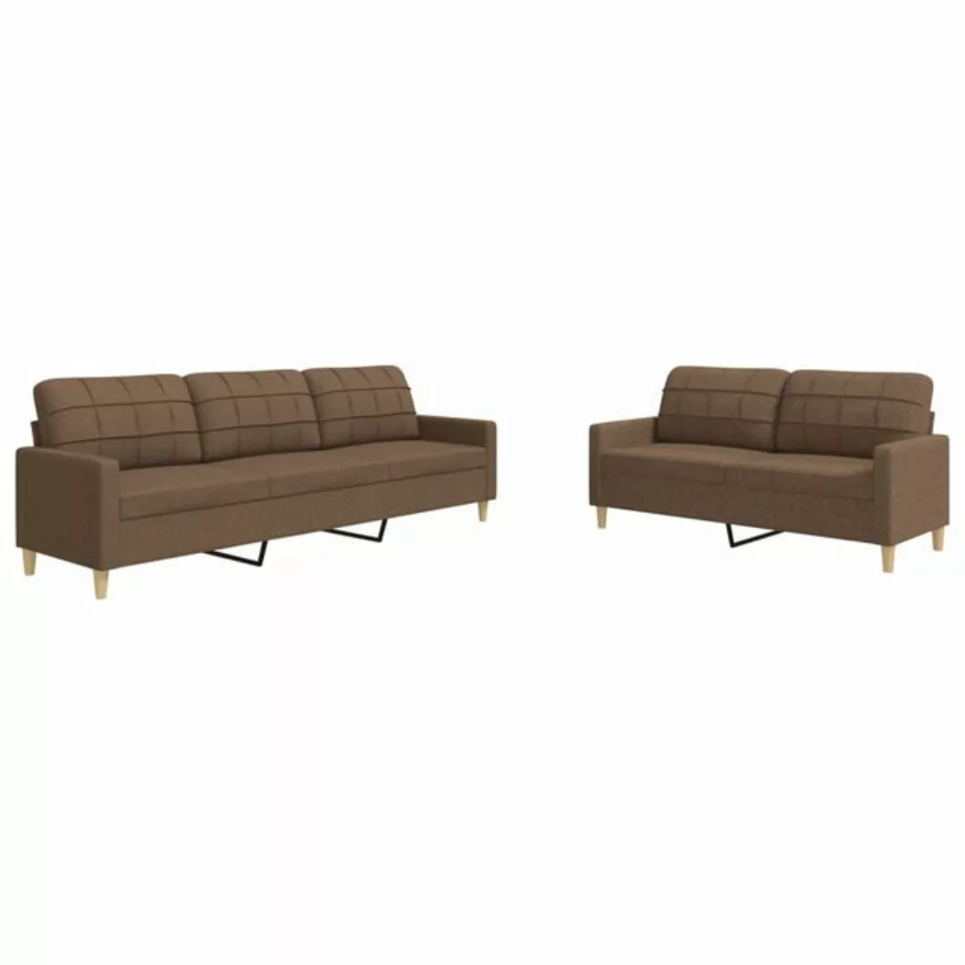 vidaXL Sofa 2-tlg. Sofagarnitur Braun Stoff günstig online kaufen