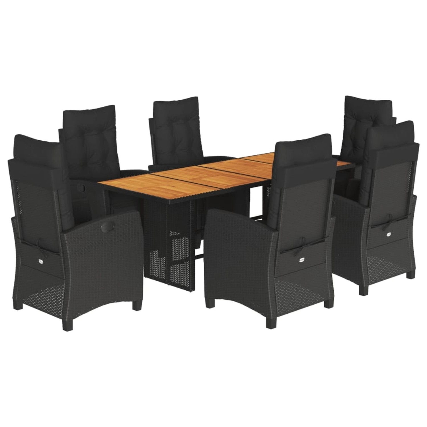 vidaXL 7-Tlg Garten-Essgruppe mit Kissen Schwarz Poly Rattan 3212936 günstig online kaufen