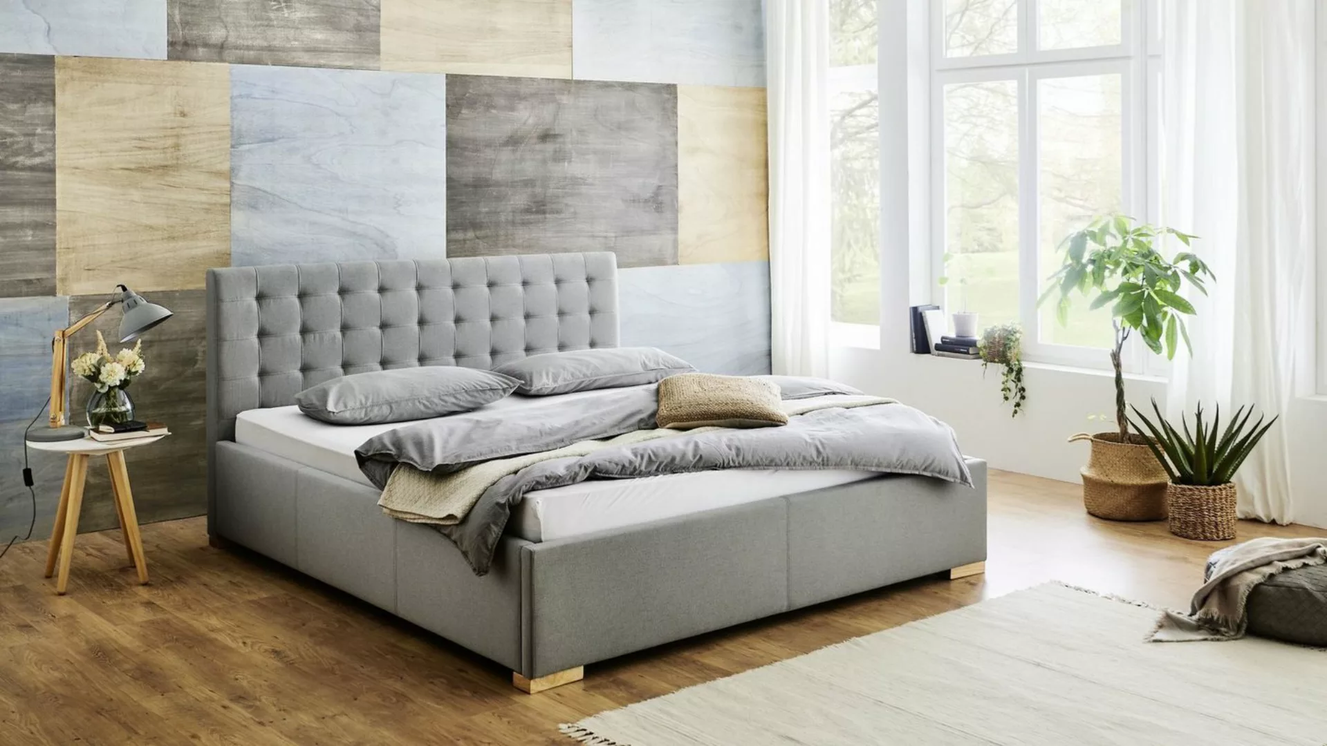 meise.möbel Polsterbett aus Stoff in Grau (BxHxT: 190x105,5x215 cm) günstig online kaufen