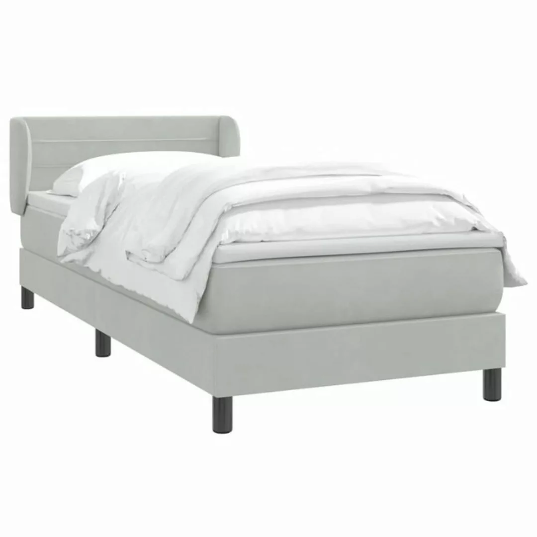 vidaXL Bett Boxspringbett mit Matratze Hellgrau 90x210 cm Samt günstig online kaufen