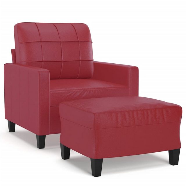 vidaXL Sofa Sessel mit Hocker Kunstleder, Rot günstig online kaufen