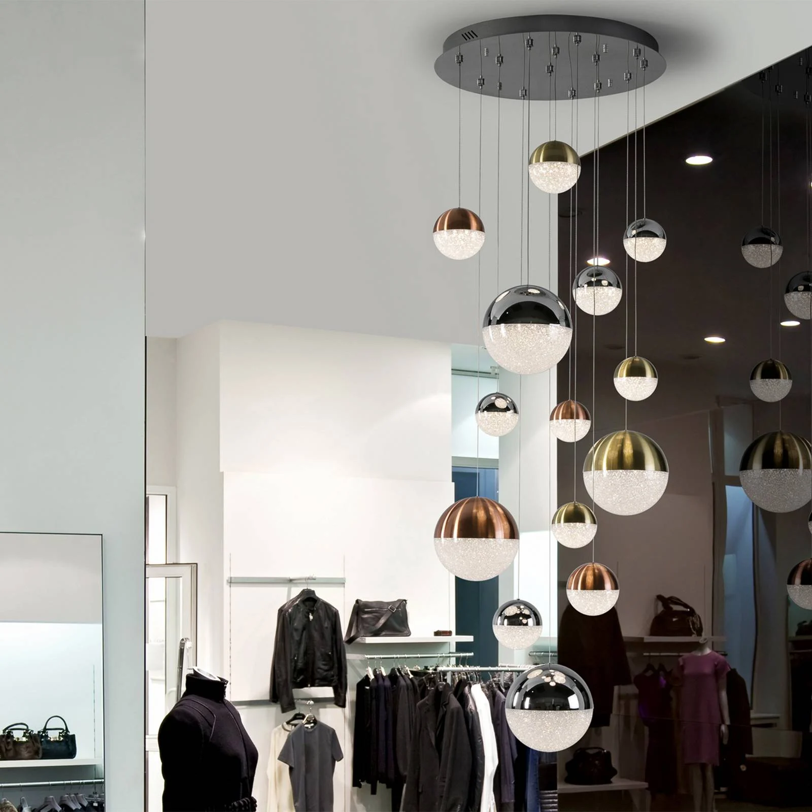 LED-Hängeleuchte Sphere, 14-fl.,dimmbar, Ø 60 cm, multicolor günstig online kaufen