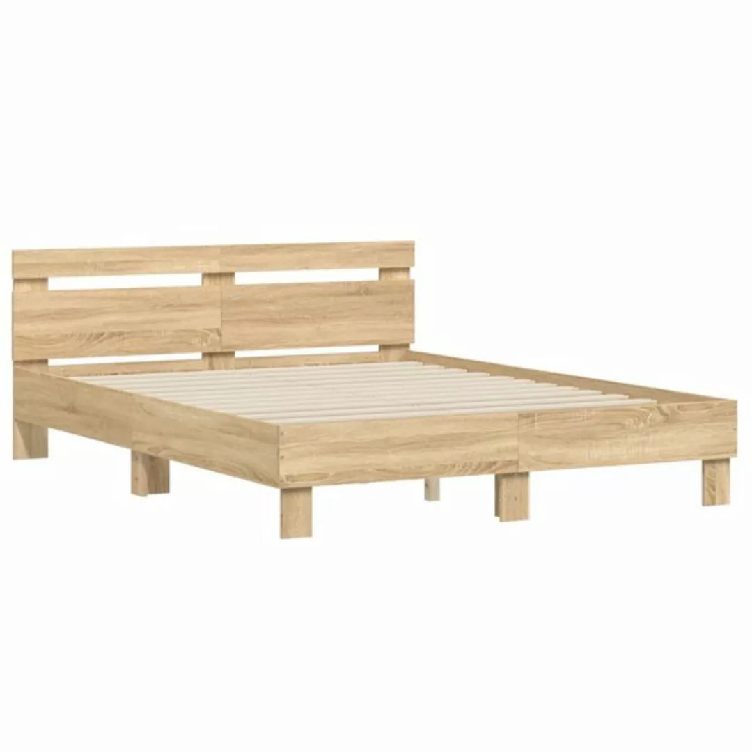 furnicato Bettgestell mit Kopfteil Sonoma-Eiche 140x190 cm Holzwerkstoff (1 günstig online kaufen