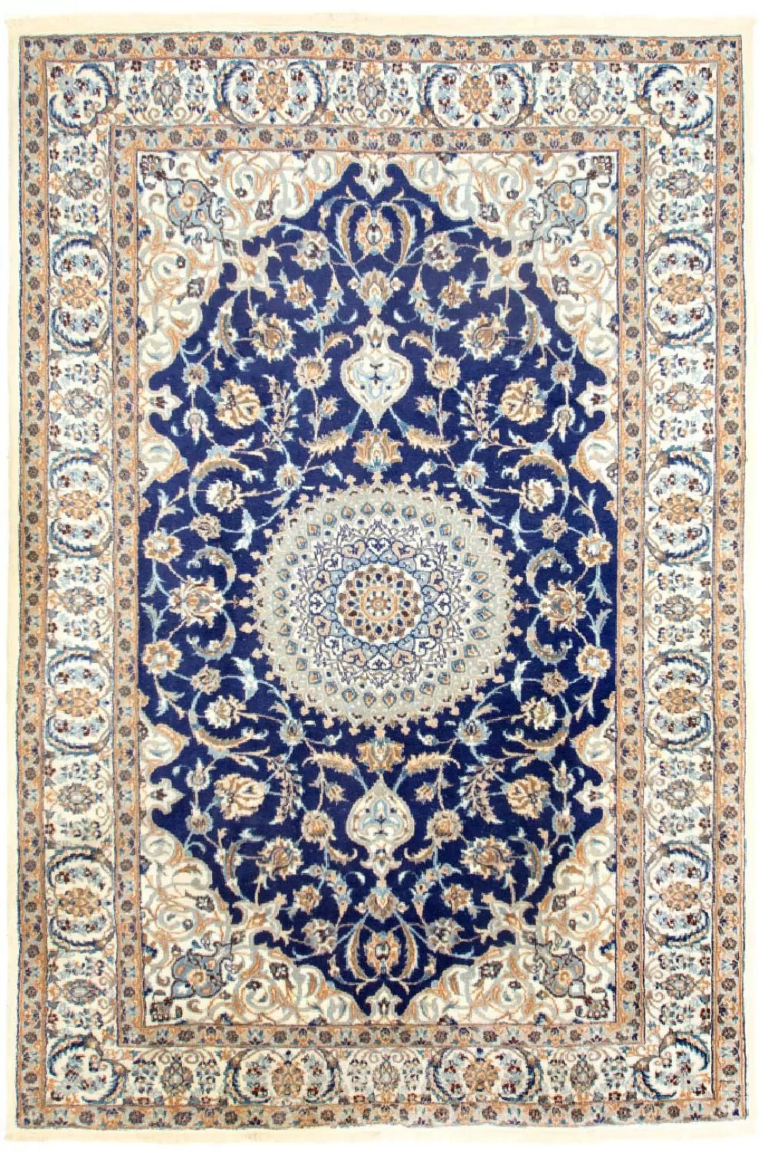 morgenland Wollteppich »Nain 12la Teppich handgeknüpft blau«, rechteckig günstig online kaufen
