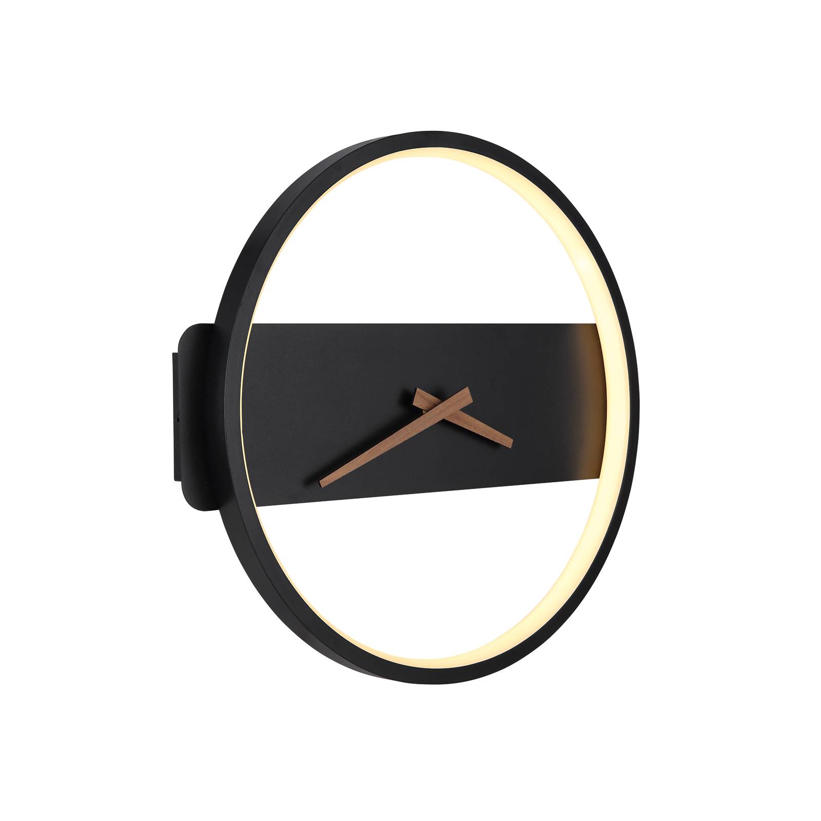 LED-Wandlampe Sussy mit Uhr, schwarz, Breite 32 cm günstig online kaufen
