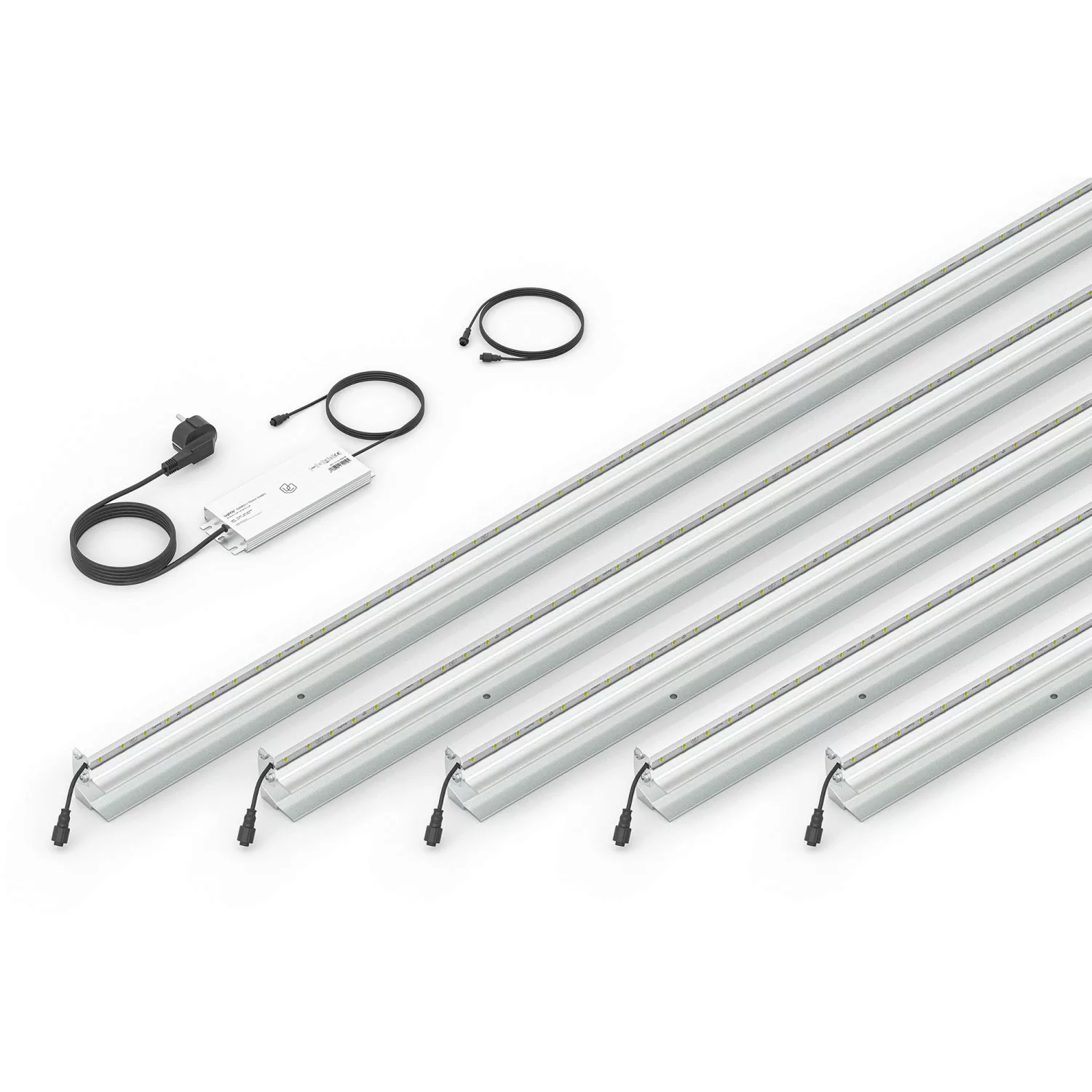 LyghtUp LED-Zaunbeleuchtung Set 5 x LED-Leiste 173,3 cm Netzteil Silber günstig online kaufen