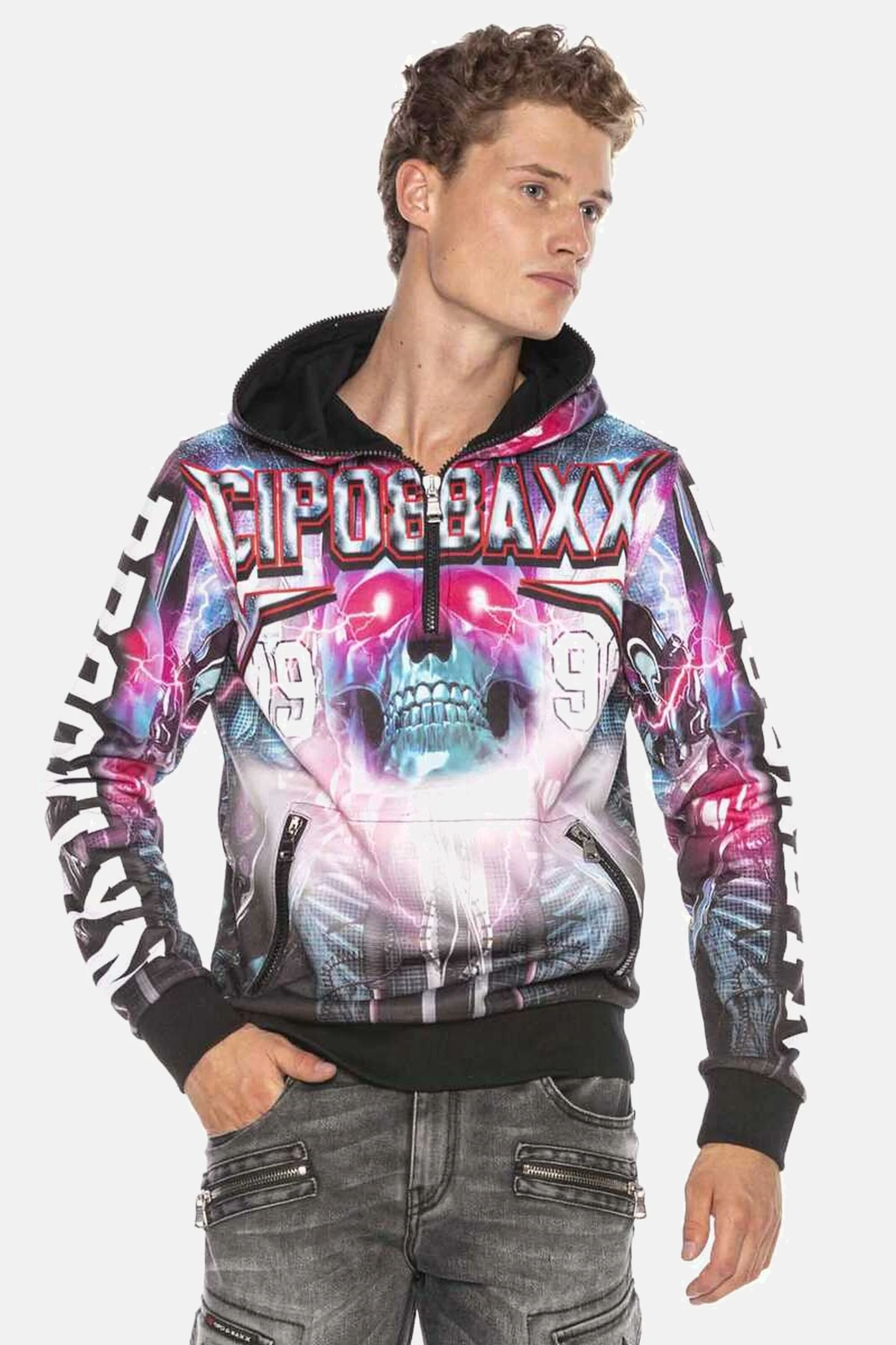 Cipo & Baxx Kapuzensweatshirt "Sweatshirts", mit auffälligem Allover-Printd günstig online kaufen