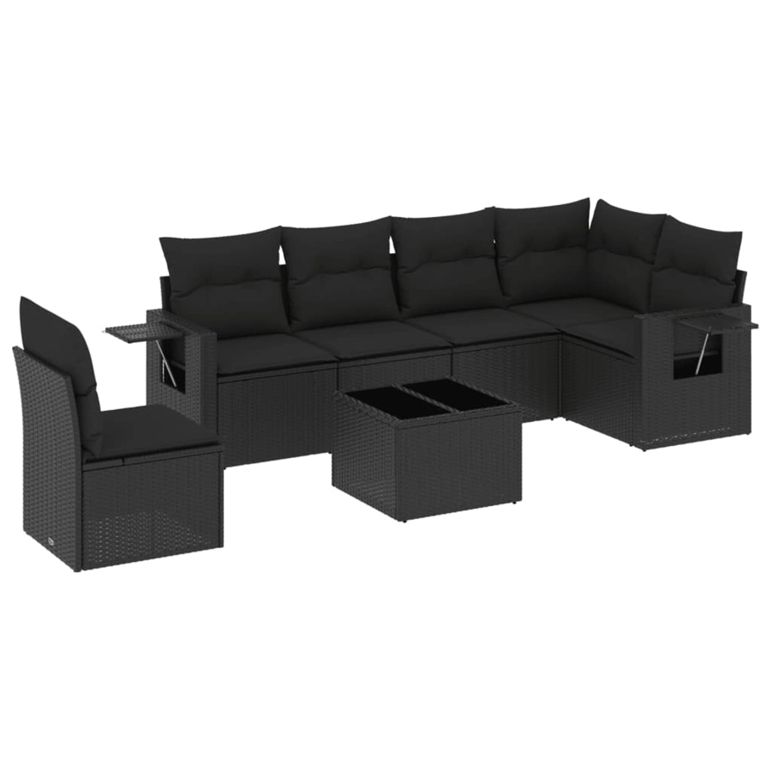 vidaXL 7-tlg Garten-Sofagarnitur mit Kissen Schwarz Poly Rattan Modell 245 günstig online kaufen