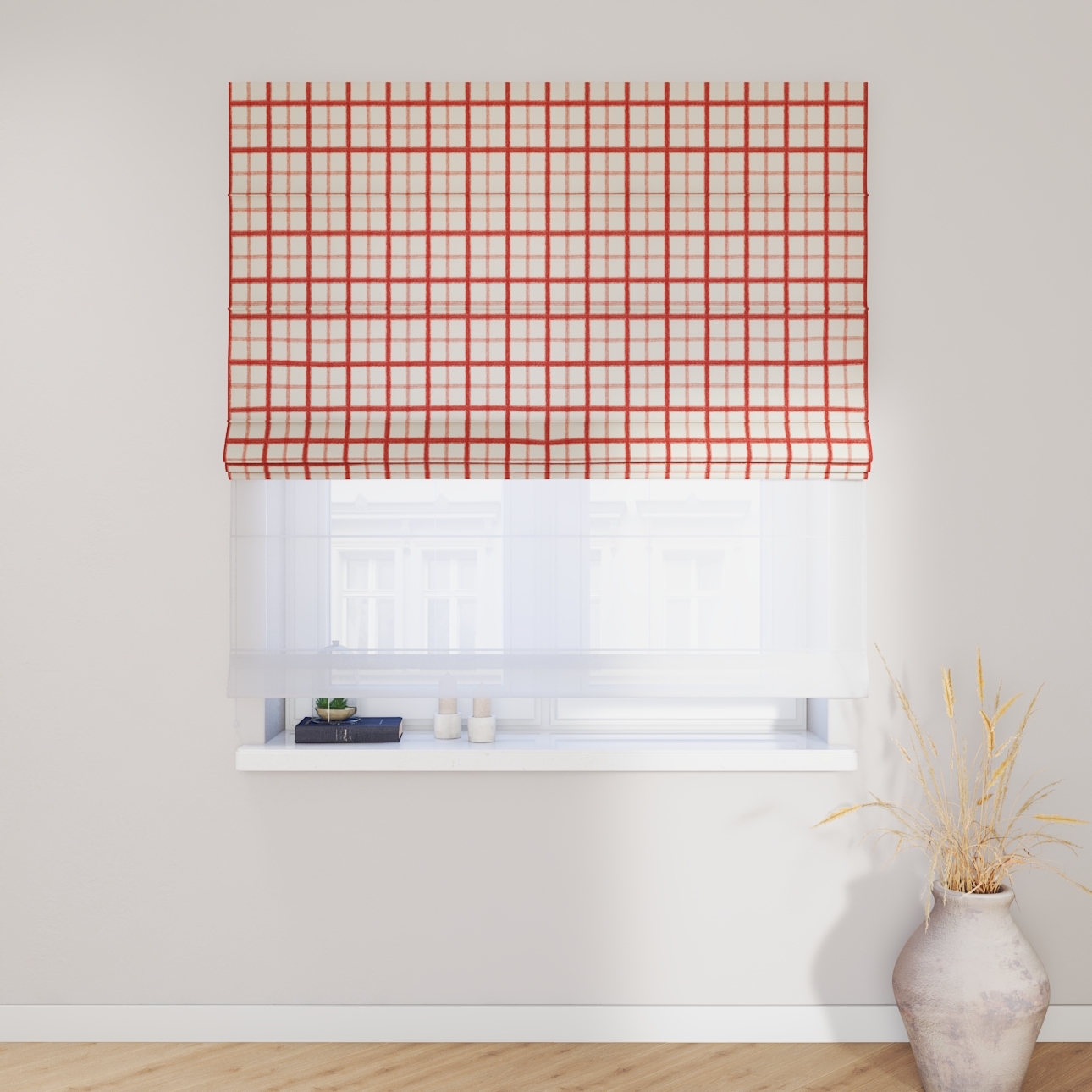 Dekoria Doppelraffrollo Duo, rot-creme, 160 x 170 cm günstig online kaufen