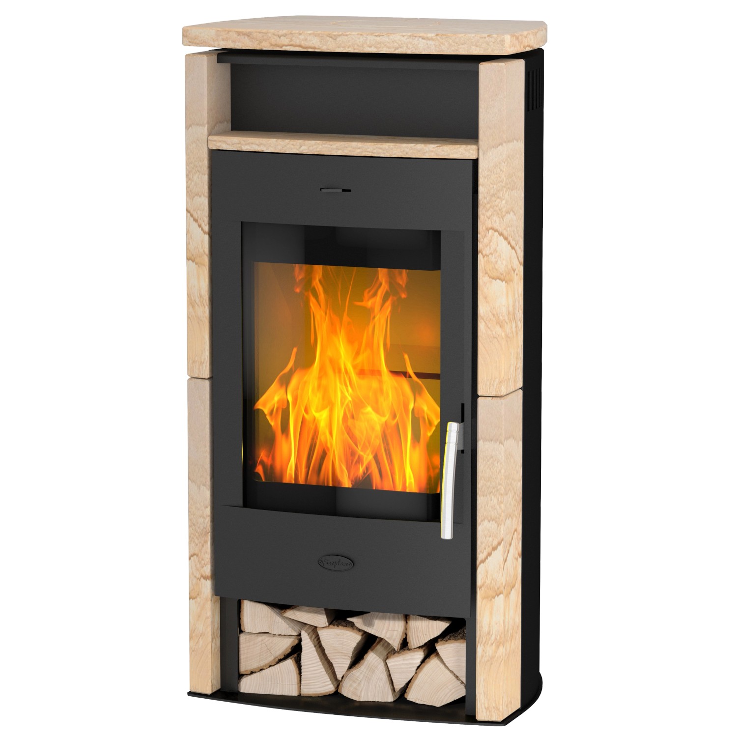 Fireplace Kaminofen Santiago Sandstein Sandfarben-Schwarz günstig online kaufen