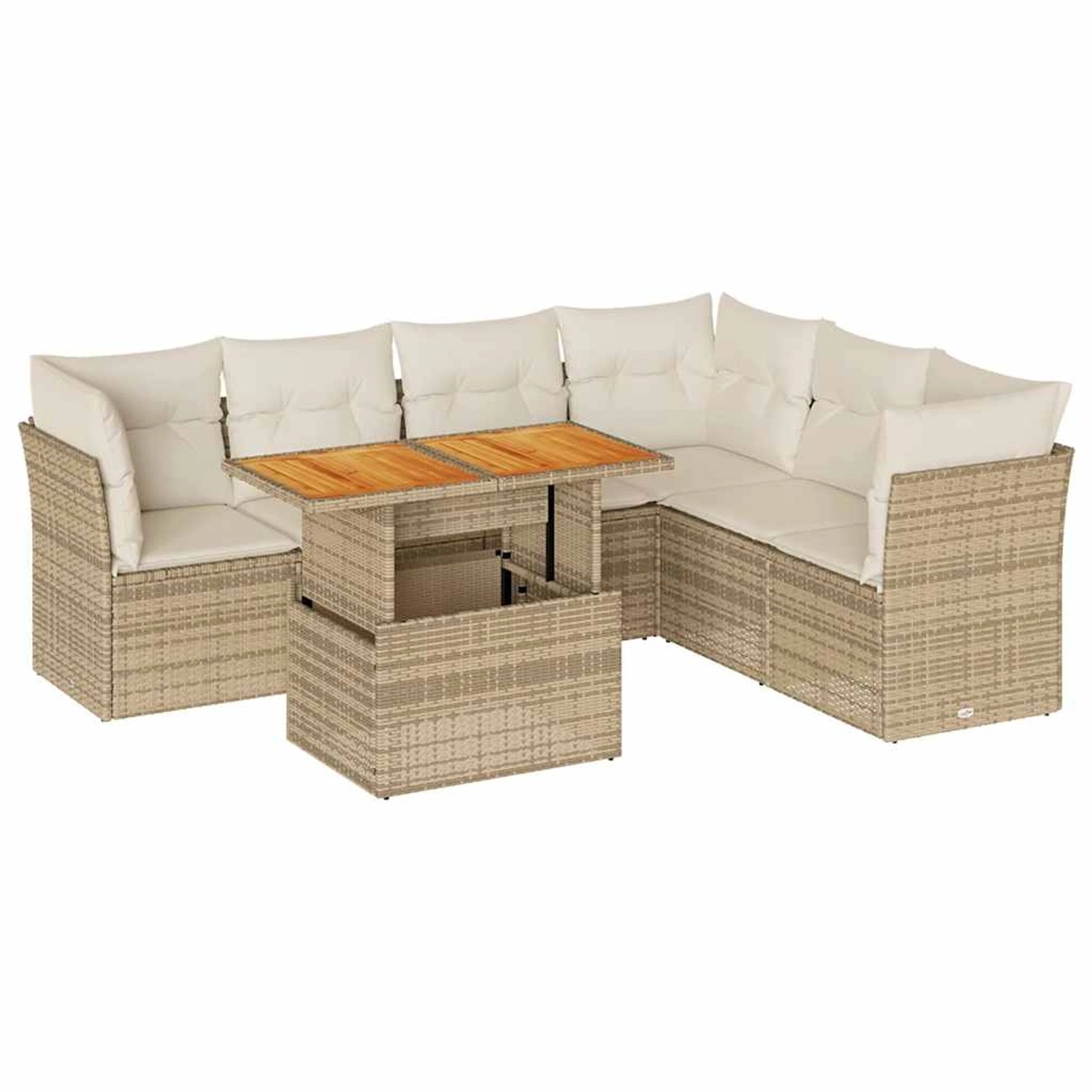 vidaXL 7-Tlg Garten-Sofagarnitur mit Kissen Beige Poly Rattan 3326935 günstig online kaufen