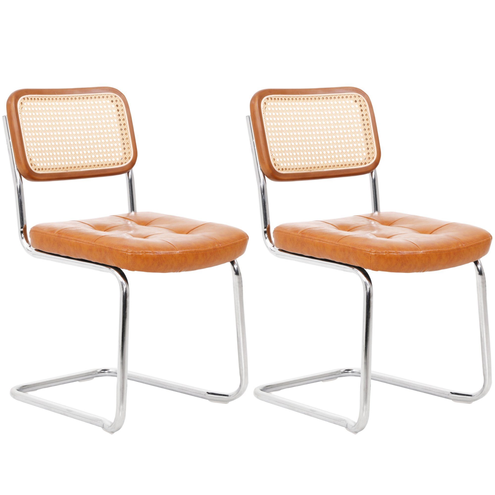 DAKYAM Freischwinger Schwingstuhl Esszimmerstuhl Akzentstühle Rattan, günstig online kaufen