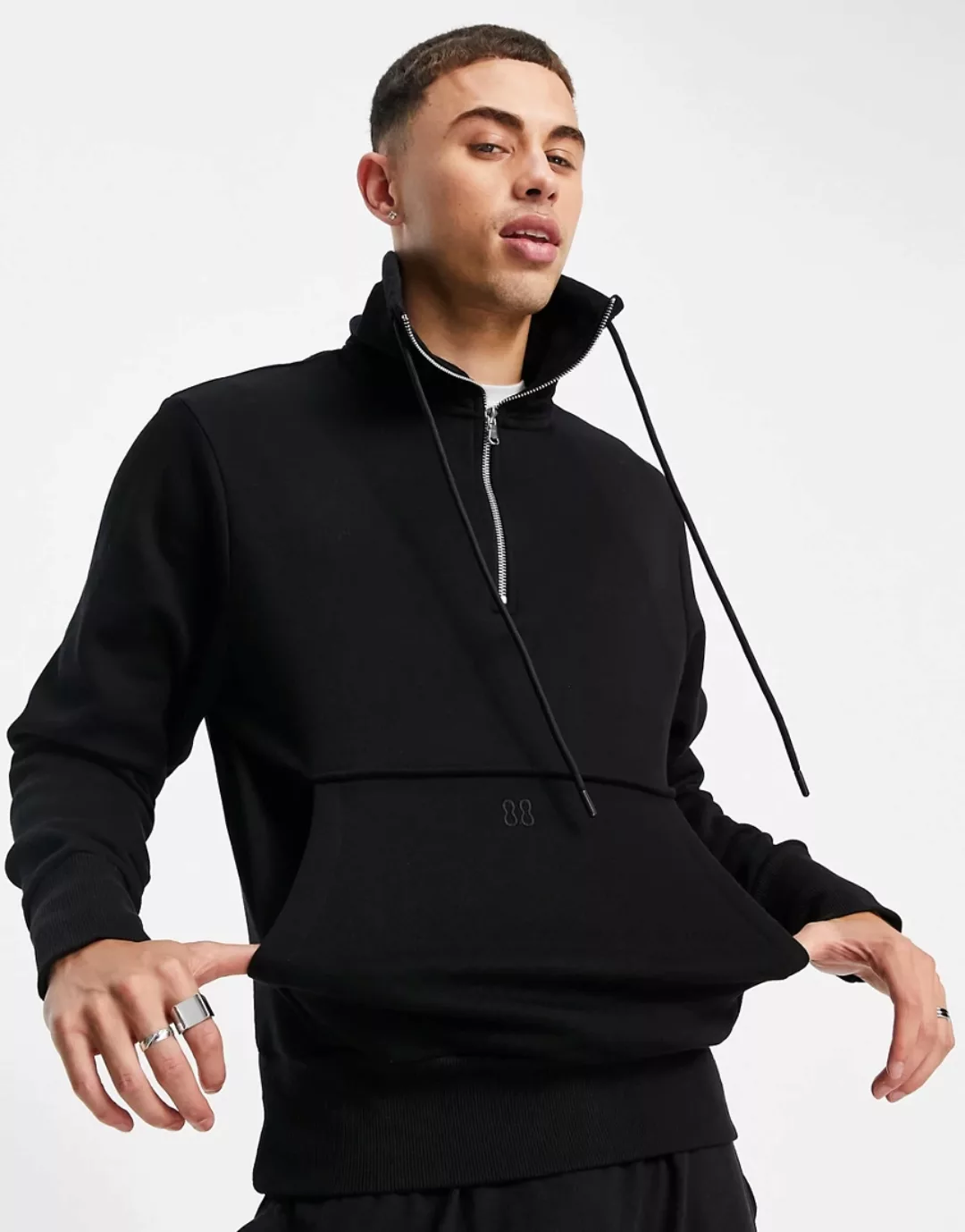 River Island – Sweatshirt mit hohem Kragen in Schwarz günstig online kaufen