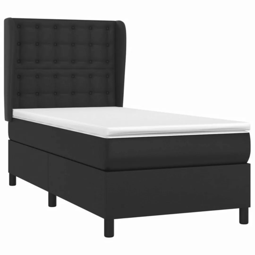 vidaXL Bett Boxspringbett mit Matratze Schwarz 90x190 cm Kunstleder günstig online kaufen