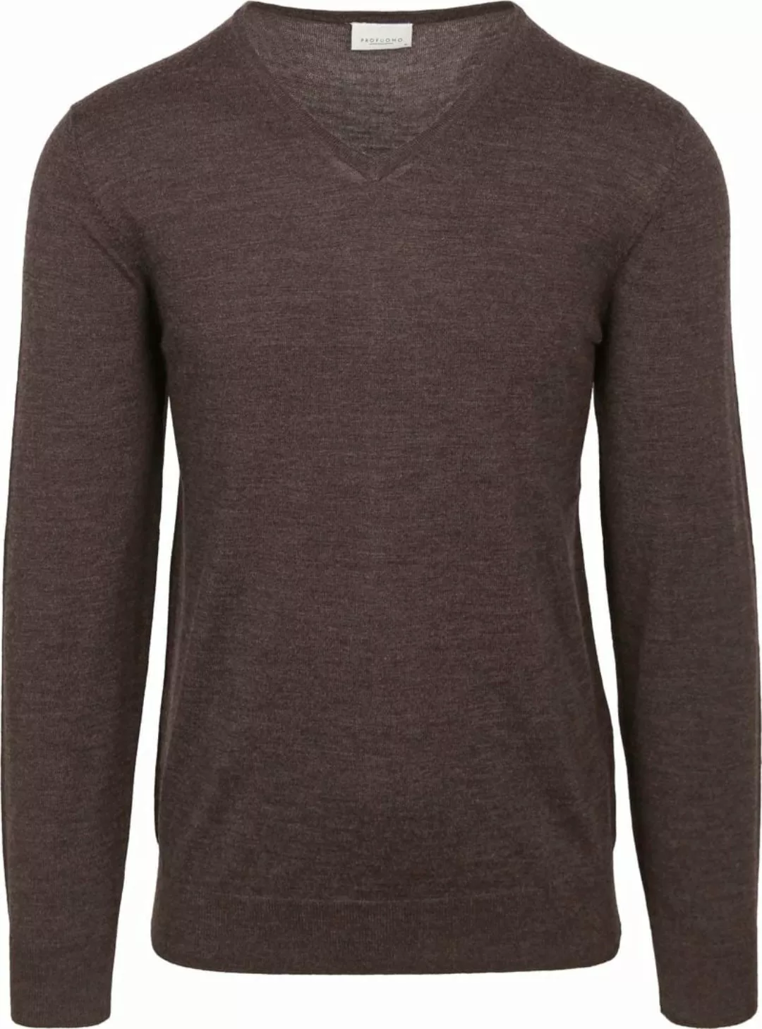 Profuomo Pullover V-Neck Merinowolle Dunkelbraun - Größe S günstig online kaufen