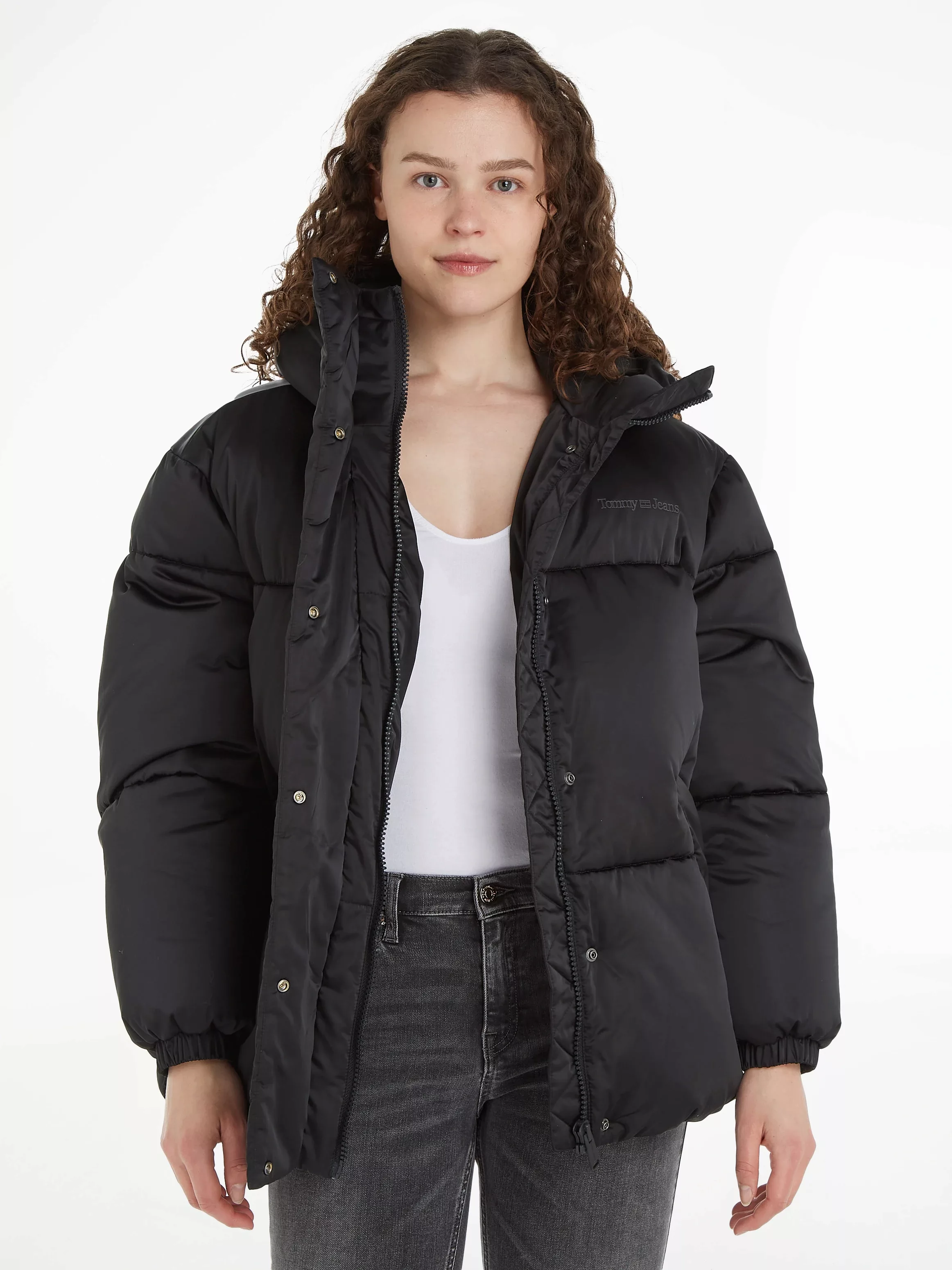 Tommy Jeans Steppjacke "TJW OVR SATIN PUFFER", mit Kapuze, mit Tommy Jeans günstig online kaufen