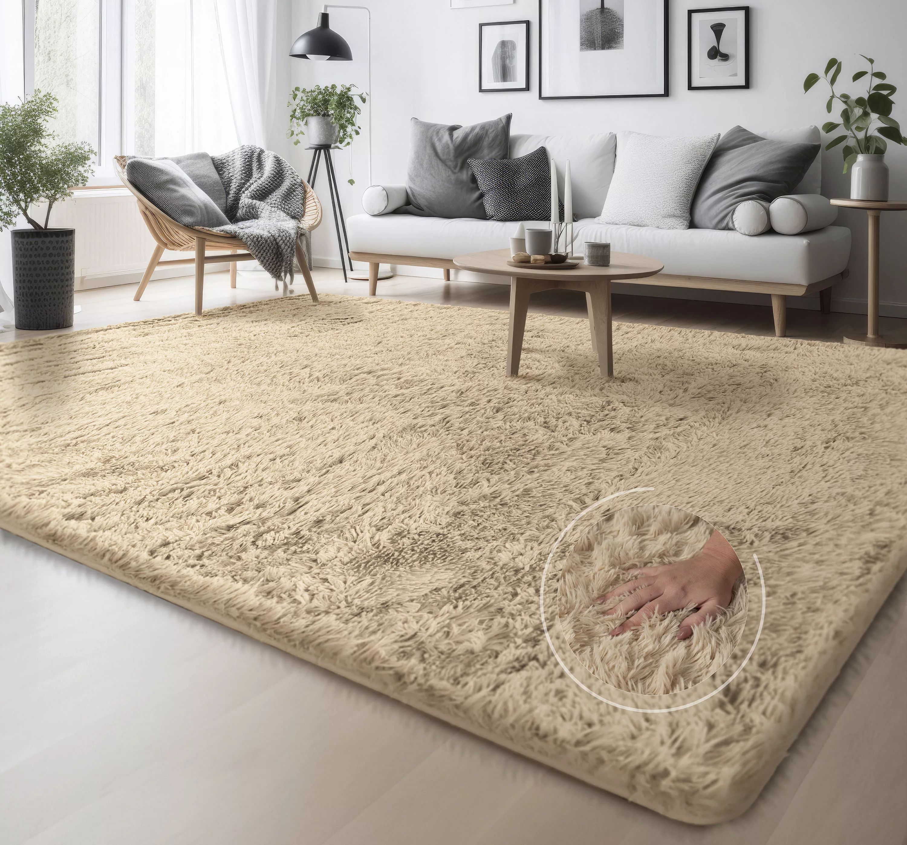 Home affaire Hochflor-Teppich »Serville«, rechteckig, Kuschelteppich, Uni F günstig online kaufen