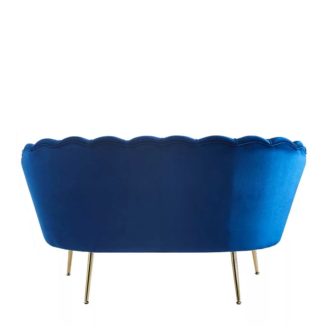 Muschelsofa Samt Blau mit Vierfußgestell aus Metall 136 cm breit günstig online kaufen