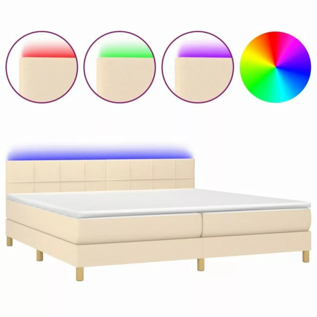 vidaXL Boxspringbett Boxspringbett mit Matratze LED Creme 200x200 cm Stoff günstig online kaufen