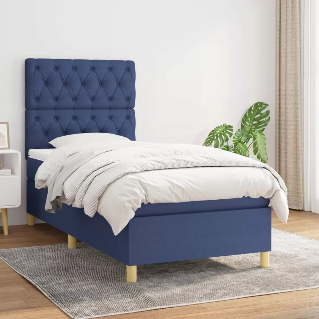 Vidaxl Boxspringbett Mit Matratze Blau 80x200 Cm Stoff günstig online kaufen