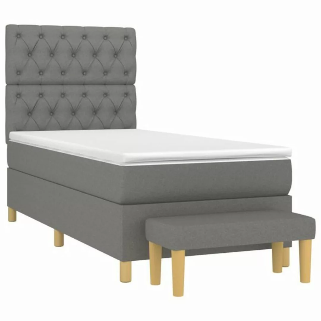 vidaXL Bettgestell Boxspringbett mit Matratze Dunkelgrau 80x200 cm Stoff Be günstig online kaufen