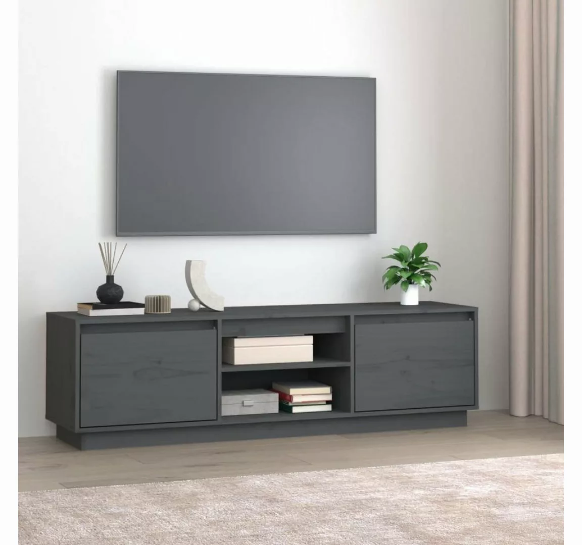 vidaXL TV-Schrank TV-Schrank Grau 140x35x40 cm Massivholz Kiefer günstig online kaufen