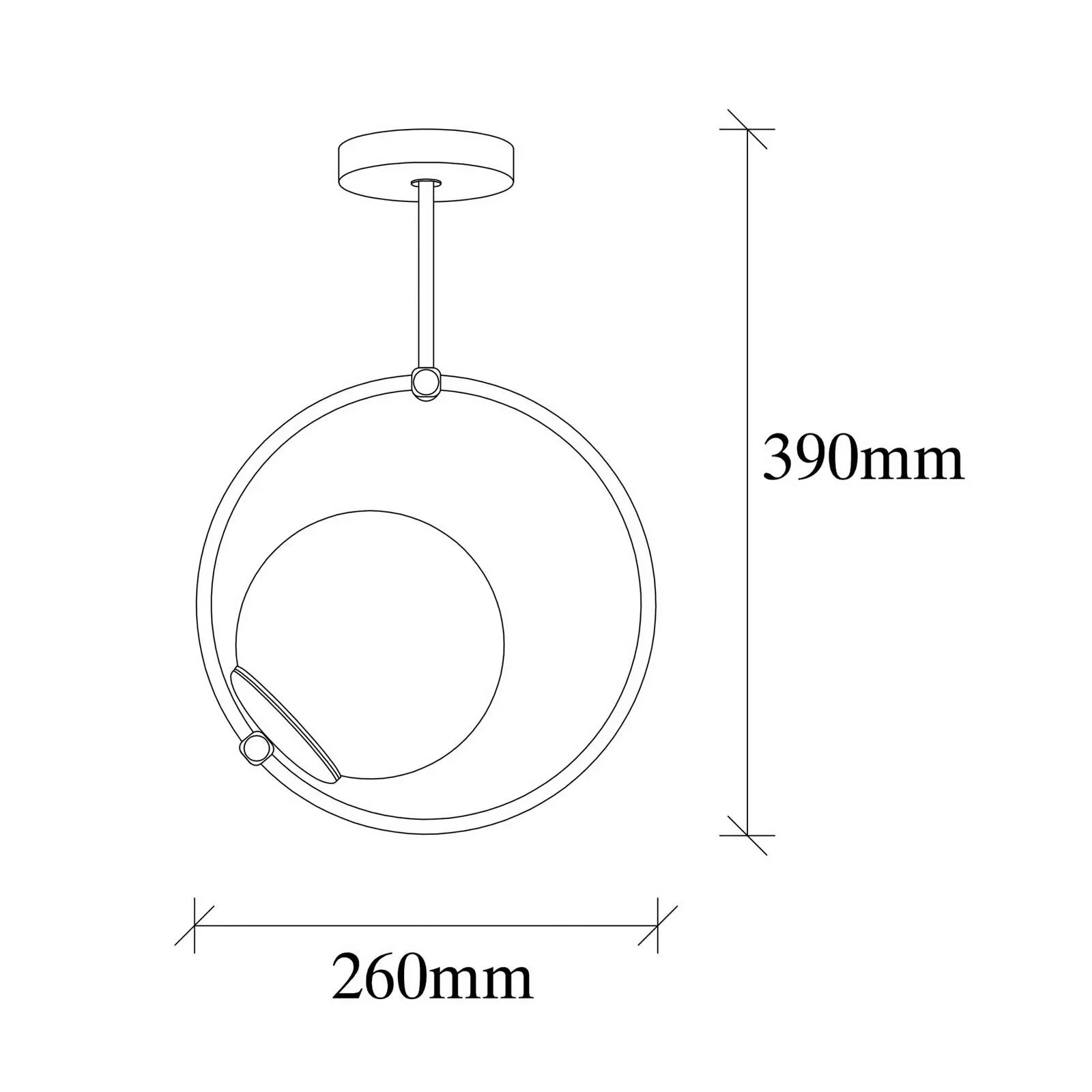 Deckenlampe Dolunay 3901 schwarz, Glasschirm, Ring günstig online kaufen