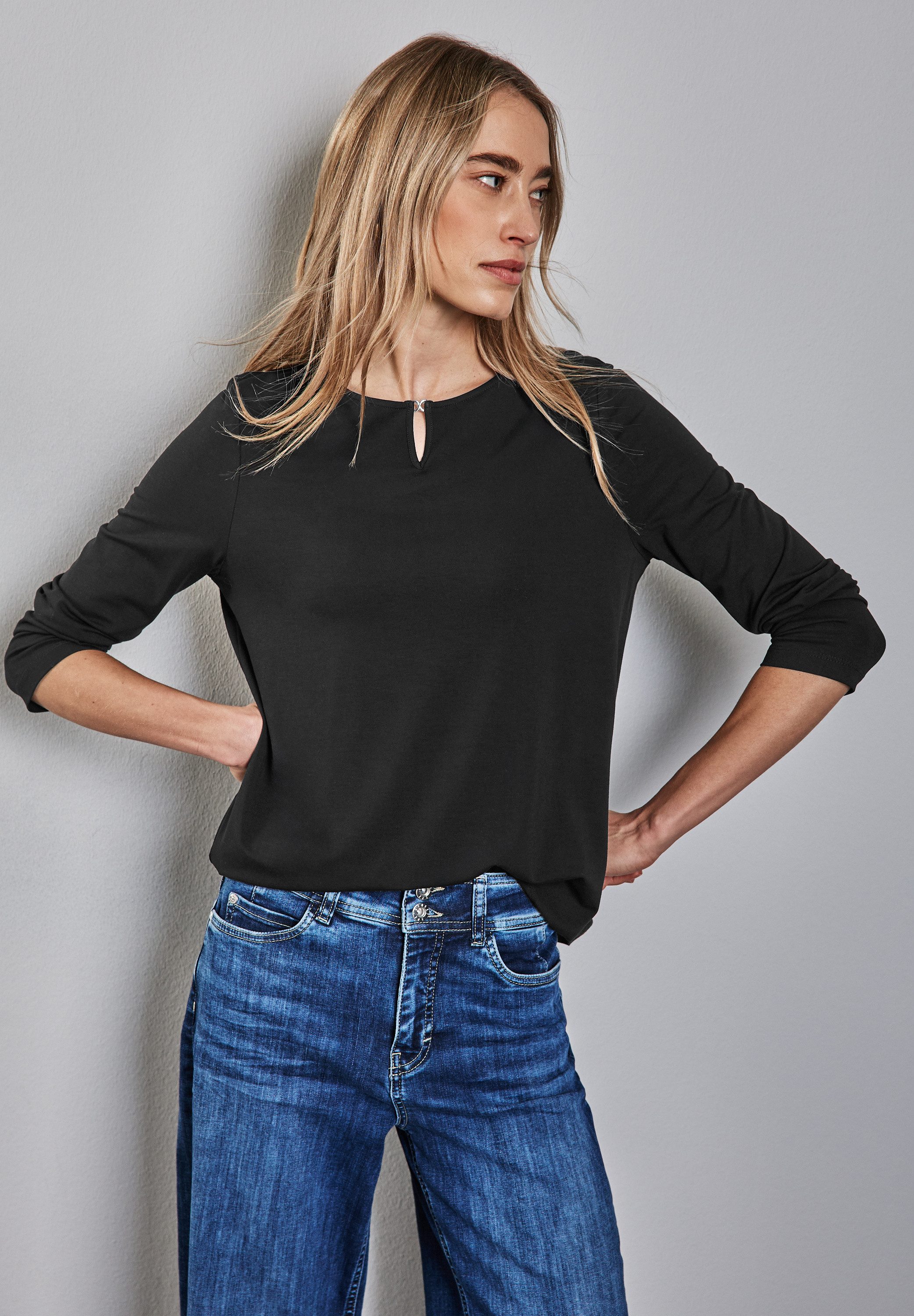 STREET ONE 3/4-Arm-Shirt, mit Cut-Out Ausschnitt günstig online kaufen